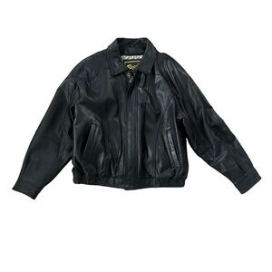 Reed Men's Soft Black Leather Jacket XL Thinsulate Insulated Zip Bomber Vintage